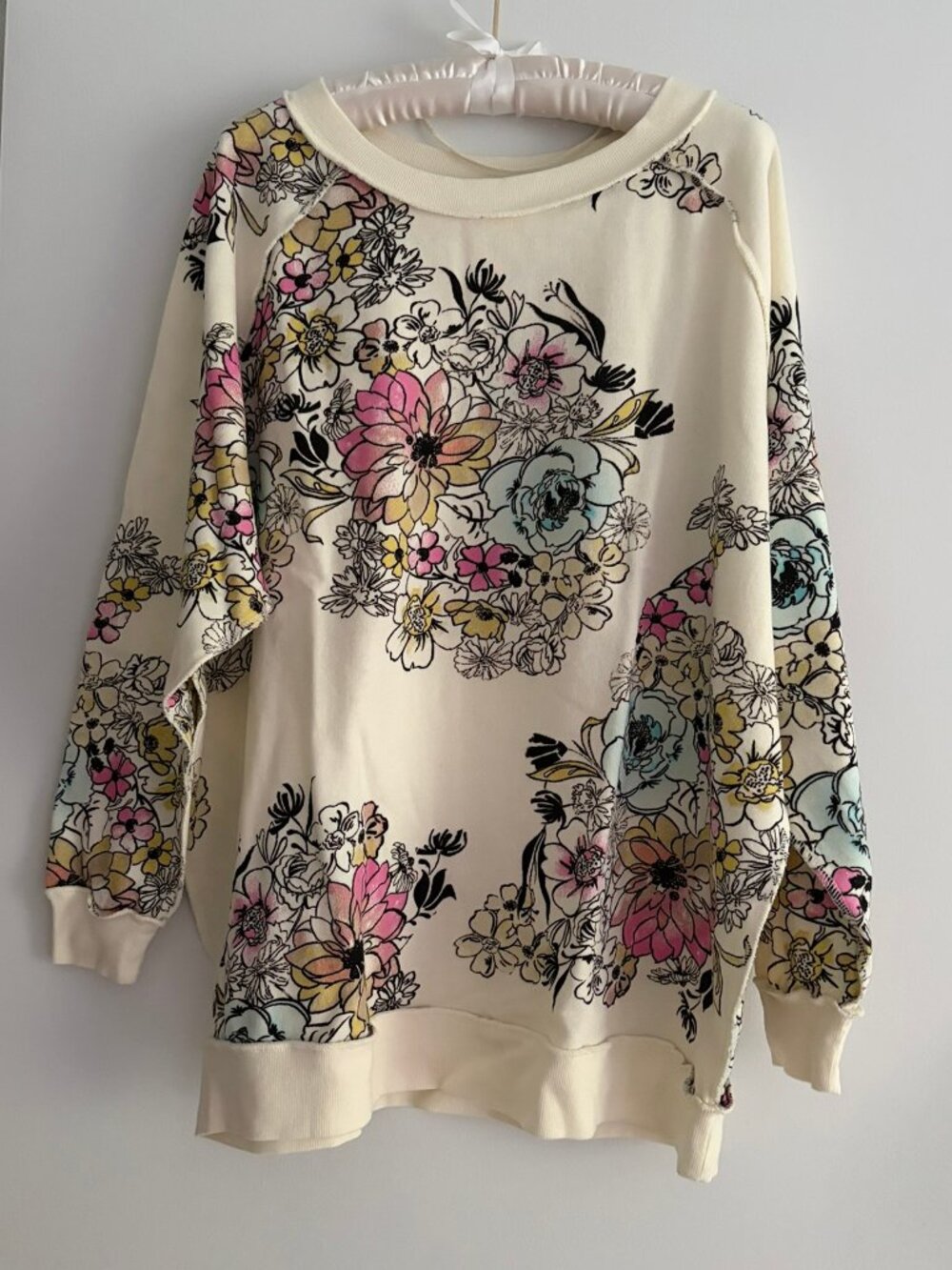 Free People Go On Get Floral Sweatshirt Top S NWOT